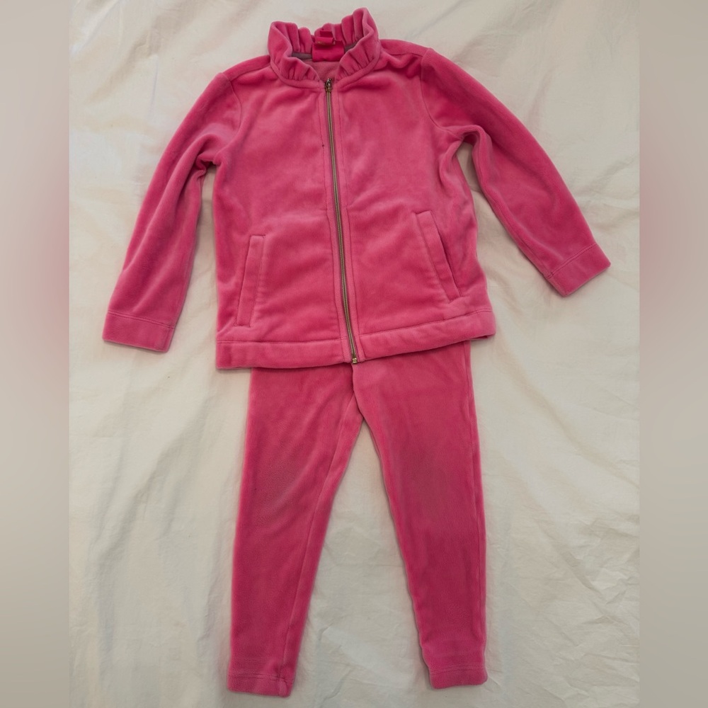 Lily Pulitzer Pink Velour Jacket and Pants Set